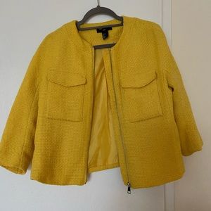 NWOT yellow tweed blazer jacket